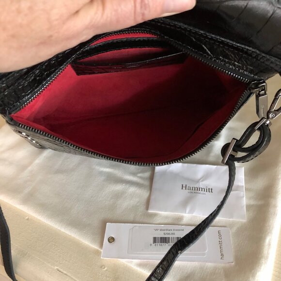 **SOLD**HAMMITT Handbag VIP Medium Black Croc Diamond Studded Crossbody Clutch - Picture 11 of 14